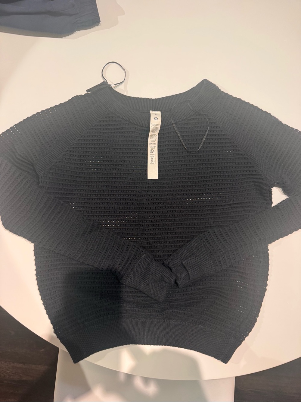 lululemon athletica Black Open-Knit Crew Sweater
